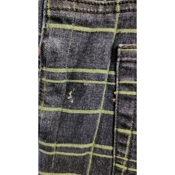 Woman's MOTO BLUES Jean Capris Lime Green Check Sz 16 Stretch 5 Pocket - Picture 8 of 8